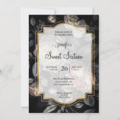 Donkere Stemming Bloemige Sweet 16 Kaart (Voorkant)