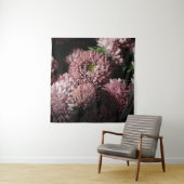Donkere Stemming Botanicals: Roze Asters Wandkleed (In situ)