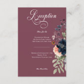 Donkere Stemming Bourgondië Ovale Bloemige Trouwre Informatiekaartje (Voorkant)