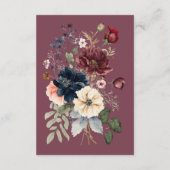 Donkere Stemming Bourgondië Ovale Bloemige Trouwre Informatiekaartje (Achterkant)