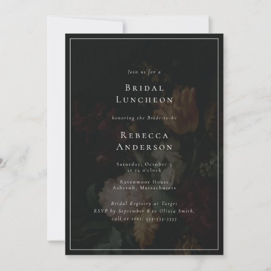 Donkere Stemming Elegante Bloemen Boeket Bruidsmei Kaart (Voorkant)