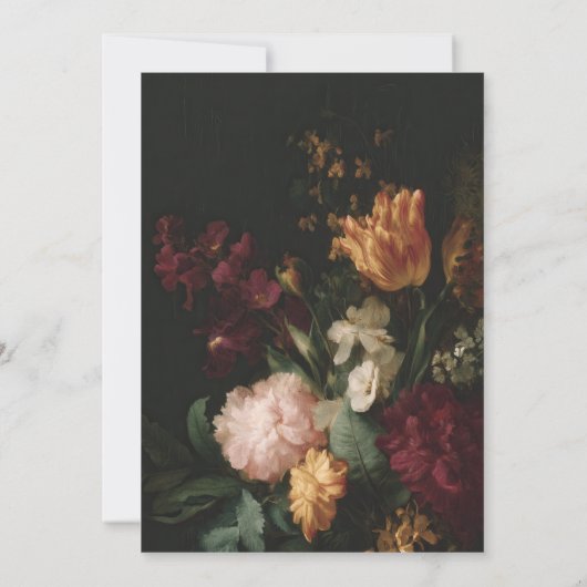 Donkere Stemming Elegante Bloemen Boeket Bruidsmei Kaart (Achterkant)