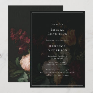 Donkere Stemming Elegante Bloemen Boeket Bruidsmei Kaart