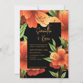 Donkere Stemming Elegante Oranje Bloemige Bruiloft Kaart (Voorkant)