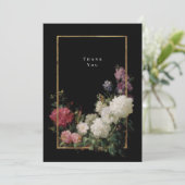 Donkere Stemming Romantische Bloemen Zwart Nepgoud Bedankkaart (Staand voorkant)