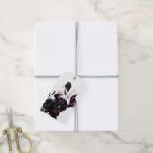 Donkere Stemming Romantische Bloemige Witte Bruilo Cadeaulabel (Met Touw)