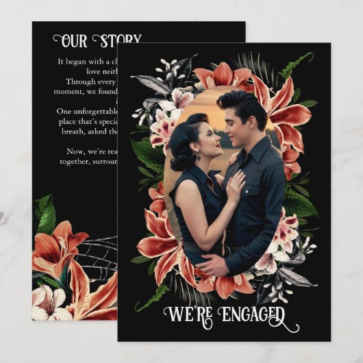 Donkere Stemming Verlovingsaankondiging Aangepaste Kaart (Voorkant / Achterkant)