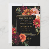 Donkere Stemming Zwart Burgundy Oranje Bloemige Br Save The Date (Voorkant)