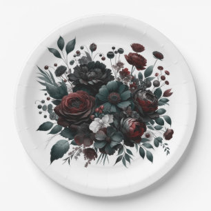 Donkere Stemmingvolle Bloemen van het Bos Elegante Papieren Bordje