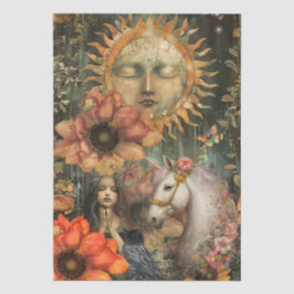 Donkere, Stemmingvolle, Rustieke Fantasy Tuin Meis Tissuepapier