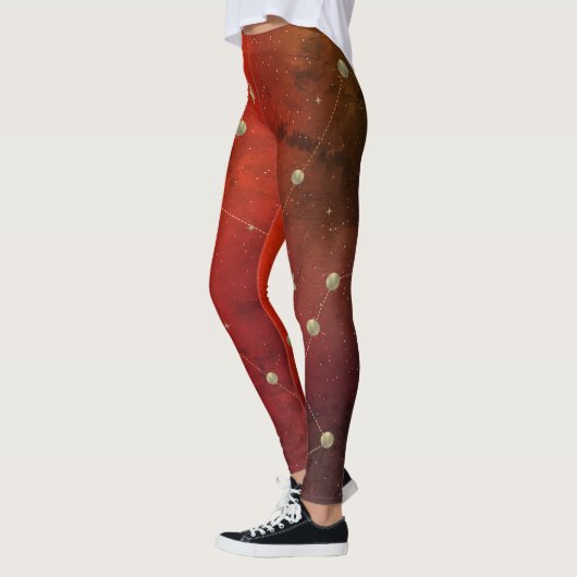 Donkere sterrenbeeld nep goud rood leggings (Links)