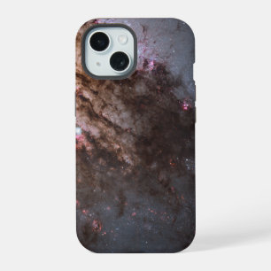 Donkere stofbanen lopen kriskras door het sterrens iPhone 15 case