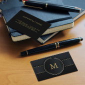 Donkere streep cirkel met gouden lijn visitekaartje