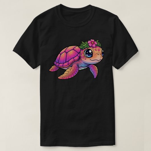 Donkere T-shirt met zeeschildpad (Design voorkant)