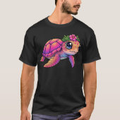 Donkere T-shirt met zeeschildpad (Voorkant)