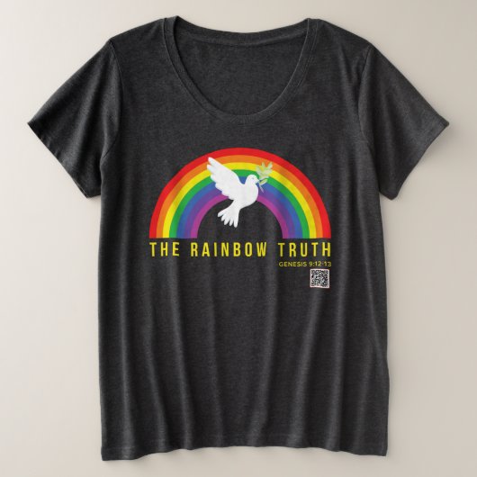 Donkere T-Shirt plus regenboog voor vrouwen met du (Design voorkant)