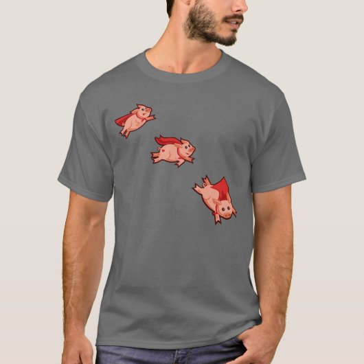Donkere T-shirt van mannen - wanneer varkens vlieg (Voorkant)