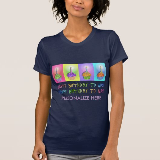 Donkere T - shirts voor vrouwen - Birthday Cupcake (Voorkant)