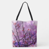 Donkere takken met rode knoppen Waterverf Tote Bag (Achterkant)