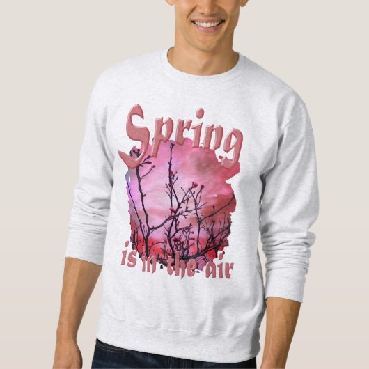 Donkere takken rode knoppen en blauwe hemel trui (Voorkant)