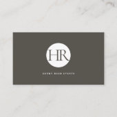 Donkere Taupe Monogram Logo QR-code Visitekaartje (Voorkant)