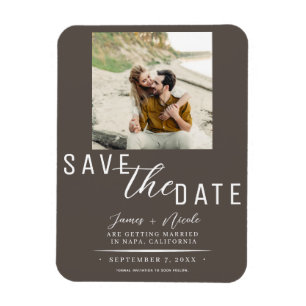 Donkere Taupe Save the Date Foto Bruiloft Magneet