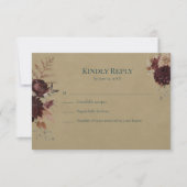 Donkere Teal Bloem Gothic RSVP Kaart (Voorkant)
