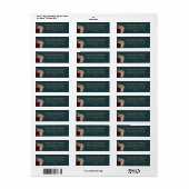 Donkere Teal Bloem Gothic Trouwadreslabel Etiket (Full Sheet)