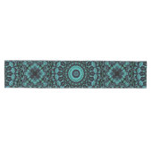 Donkere Teal Bloemrijke Noir Mandala Medium Tafelloper (Horizontaal)
