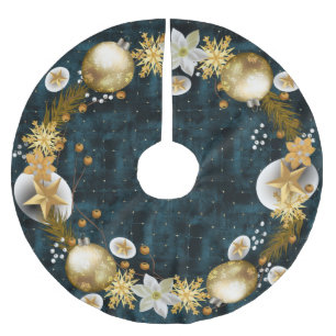 Donkere Teal Fluwelen Gouden Kerstballen Kerstkran Kerstboom Rok