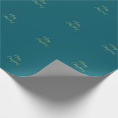 Donkere Teal & Gouden Kleuren Prettig Kerstfeest Cadeaupapier (Hoek)