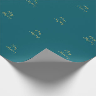 Donkere Teal & Gouden Kleuren Prettig Kerstfeest Cadeaupapier
