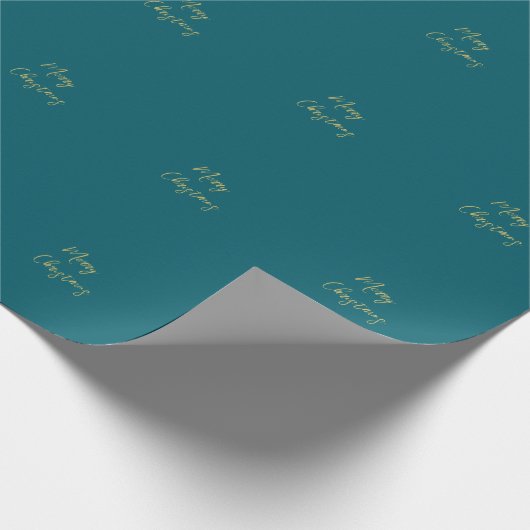 Donkere Teal & Gouden Kleuren Prettig Kerstfeest Cadeaupapier (Hoek)