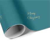 Donkere Teal & Gouden Kleuren Prettig Kerstfeest Cadeaupapier (Rol Hoek)