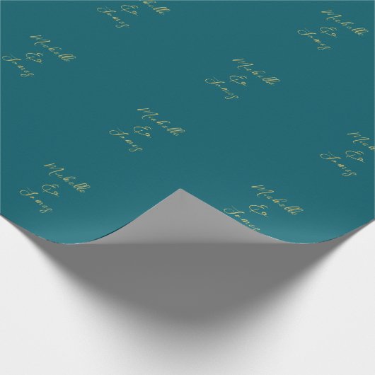 Donkere Teal & Gouden Kleuren Professioneel Modern Cadeaupapier (Hoek)