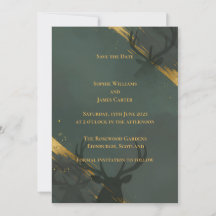Donkere Teal Gouden Save the Date