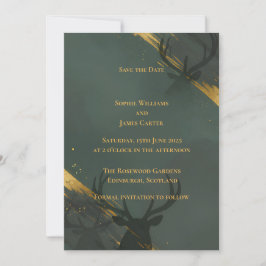 Donkere Teal Gouden Save the Date Kaart
