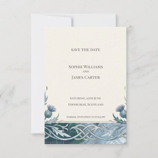 Donkere Teal-Keltische Save the Date Kaart (Voorkant)