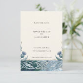 Donkere Teal-Keltische Save the Date Kaart (Staand voorkant)