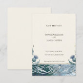 Donkere Teal-Keltische Save the Date Kaart (Voorkant / Achterkant)