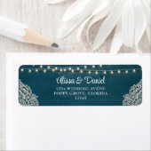 Donkere Teal Landelijke Elegantie Huwelijk Retoura Etiket (Insitu)