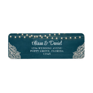 Donkere Teal Landelijke Elegantie Huwelijk Retoura Etiket