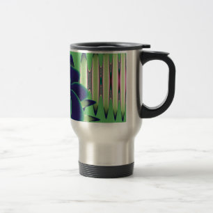 Donkere Teal Lotus Fractale Botanische Kunst Reisbeker