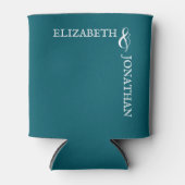 Donkere Teal Moderne Typografie Bruiloft Blikjeskoeler (Voorkant)