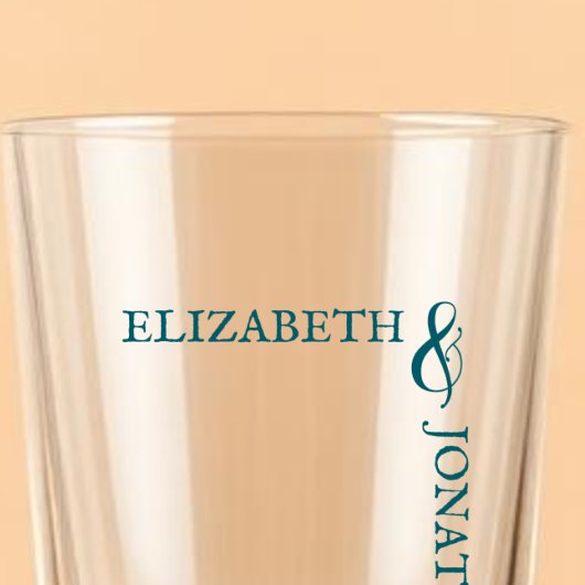 Donkere Teal Moderne Typografie Bruiloft Glas
