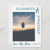 Donkere Teal Moderne Typografie Bruiloft Save The Date (Voorkant)