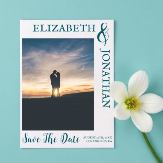 Donkere Teal Moderne Typografie Bruiloft Save The Date