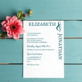 Donkere Teal Moderne Typografie Koppels Bruisfeest Kaart