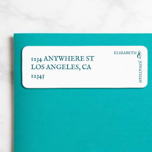 Donkere Teal Moderne Typografie Trouwen Etiket