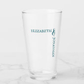 Donkere Teal Moderne Typografie Trouwen Glas (Voorkant)